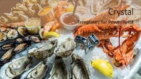  Presentation with crustacean - Beautiful PPT theme featuring plate different molluscs and crustacean backdrop and a coral colored foreground