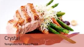  Presentation with breast - Colorful presentation enhanced with plate food - cherry duck breast with warm backdrop and a red colored foreground