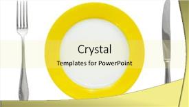  Presentation with white plate - Theme with plate fork and knife isolated background and a blonde colored foreground