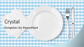  Presentation with napkin - Colorful slide set enhanced with plate fork knife and napkin backdrop and a white colored foreground