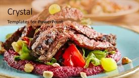  Presentation with veal - Audience pleasing PPT theme consisting of plate fresh juicy medium rare backdrop and a coral colored foreground
