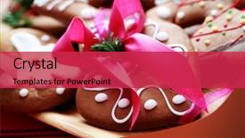  Presentation with christmas food - Audience pleasing slides consisting of plate full of christmas gingerbreads backdrop and a  colored foreground