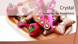  Presentation with christmas food - Audience pleasing PPT theme consisting of plate full of christmas gingerbreads - sweet food backdrop and a lemonade colored foreground
