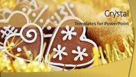  Presentation with christmas food - Theme enhanced with plate full of christmas gingerbreads - sweet food background and a yellow colored foreground