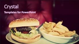  Presentation with french restaurant - Cool new presentation theme with plate in american food restaurant backdrop and a wine colored foreground