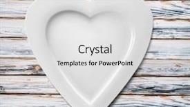  Presentation with wooden heart the slogan - Beautiful presentation theme featuring plate in shape of heart backdrop and a light gray colored foreground