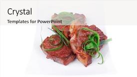 Presentation with meat beef - Presentation theme enhanced with plate isolated over white background background and a white colored foreground