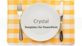  Presentation with white plate - Theme with plate-knife-and-fork background and a  colored foreground