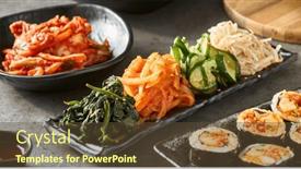  Presentation with kimchi - Slide set consisting of plate-of-assorted-korean-kimchi background and a tawny brown colored foreground