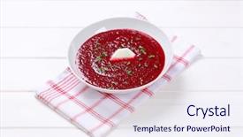  Presentation with beetroot - Cool new PPT theme with plate of beetroot cream soup backdrop and a  colored foreground