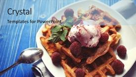  Presentation with ice blue - Theme enhanced with plate of belgian waffles background and a light blue colored foreground
