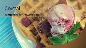  Presentation with ice blue - Cool new PPT theme with plate of belgian waffles backdrop and a coral colored foreground