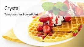  Presentation with strawberries - Slide deck having plate of belgian waffles background and a white colored foreground