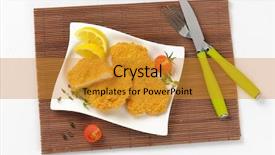  Presentation with pita bread on plate - Slide deck featuring plate of breaded turkey breast background and a gold colored foreground