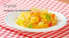  Presentation with tropical - Cool new PPT theme with plate-of-candied-tropical-fruits backdrop and a lemonade colored foreground
