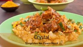  Presentation with chicken curry - Beautiful slides featuring plate of chicken turkey madras backdrop and a gold colored foreground