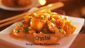  Presentation with take - Audience pleasing slides consisting of plate of chinese sesame chicken backdrop and a red colored foreground