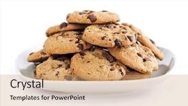  Presentation with cookie - Cool new PPT theme with plate of chocolate chip cookies backdrop and a coral colored foreground
