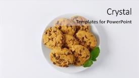  Presentation with chocolate chip cookies - Cool new slide deck with plate of chocolate chip cookies backdrop and a white colored foreground