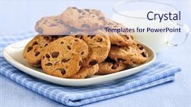  Presentation with chocolate chip cookie - Slides having plate of chocolate chip cookies background and a sky blue colored foreground