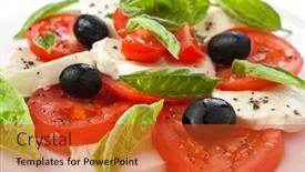  Presentation with classic - PPT theme consisting of plate of classic caprese salad background and a red colored foreground