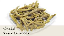  Presentation with french beans - Colorful PPT layouts enhanced with plate-of-cooked-french-beans backdrop and a yellow colored foreground
