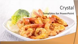  Presentation with shrimp - Presentation design featuring plate of cooked shrimp background and a white colored foreground