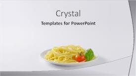  Presentation with white plate - Colorful theme enhanced with plate-of-cooked-spaghetti backdrop and a white colored foreground