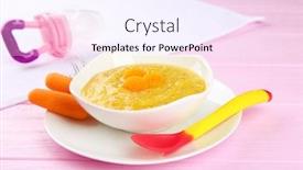  Presentation with soup - Presentation theme enhanced with creamy baby vegetable soup background and a sky blue colored foreground