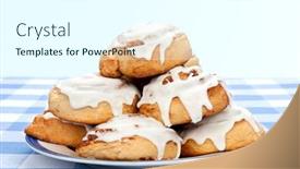  Presentation with cinnamon - Audience pleasing PPT layouts consisting of plate-of-delicious-cinnamon-rolls backdrop and a cool aqua colored foreground