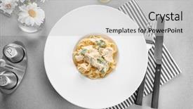  Presentation with chicken little chicks - Beautiful theme featuring plate of delicious pasta alfredo backdrop and a light gray colored foreground