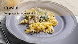  Presentation with pasta - Amazing slide set having plate of delicious pasta alfredo backdrop and a coral colored foreground