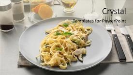  Presentation with chicken little chicks - Theme having plate of delicious pasta alfredo background and a  colored foreground