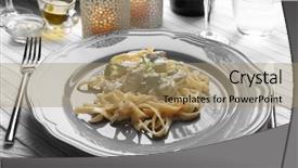  Presentation with chicken little chicks - PPT theme with plate of delicious pasta alfredo background and a  colored foreground