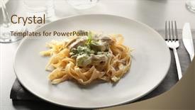  Presentation with pasta - Slide deck consisting of plate of delicious pasta alfredo background and a  colored foreground