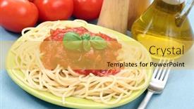  Presentation with spaghetti - Presentation theme featuring plate-of-delicious-spaghetti-bolognese background and a yellow colored foreground