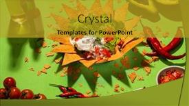  Presentation with nachos - Presentation design having plate-of-delicious-tortilla-nachos background and a gold colored foreground