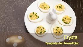  Presentation with green plate - Colorful slide set enhanced with plate of deviled eggs sidedish backdrop and a tawny brown colored foreground