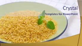  Presentation with dry pineapple close up many - Slides featuring plate of dry wheat bulgur background and a  colored foreground