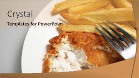  Presentation with french fries - PPT theme with plate-of-english-style-fish background and a yellow colored foreground