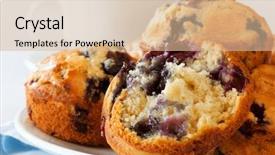  Presentation with quitting soft drink - Cool new PPT theme with plate of fresh blueberry muffins backdrop and a lemonade colored foreground