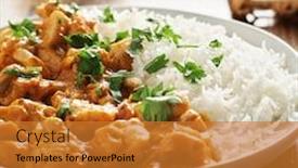  Presentation with chicken curry - Colorful slide deck enhanced with plate-of-indian-curry backdrop and a gold colored foreground