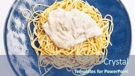  Presentation with pasta sauce - Presentation theme featuring plate-of-italian-spaghetti-pasta background and a ocean colored foreground