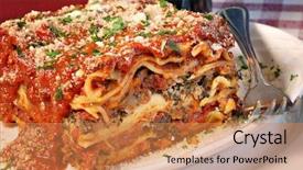  Presentation with food lasagna - PPT theme with plate of lasagna background and a coral colored foreground