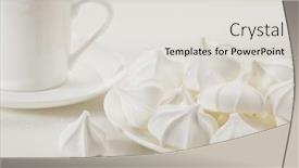  Presentation with cookies - Cool new PPT theme with plate-of-meringue-cookies backdrop and a light gray colored foreground