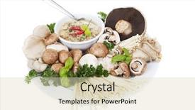  Presentation with soup - Slide deck with tomatoes in the garden urban background and a  colored foreground.