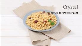  Presentation with granola - Presentation having plate-of-morning-granola background and a lemonade colored foreground