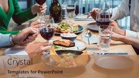  Presentation with fancy - Presentation theme consisting of lunch invitation - plate of nice food background and a coral colored foreground