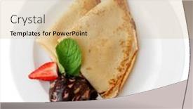  Presentation with chocolate ice cream - Presentation design featuring plate-of-pancakes-with-chocolate background and a soft green colored foreground