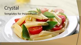  Presentation with italian food cooking tomatoes basil - Audience pleasing PPT layouts consisting of plate of pasta with cherry backdrop and a blonde colored foreground